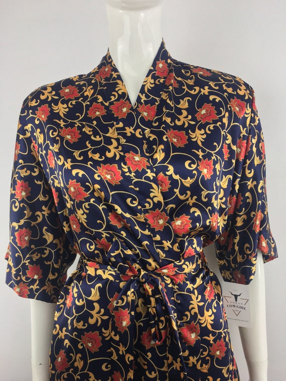 1980's Frederick's of Hollywood Dark Blue Floral … - image 3