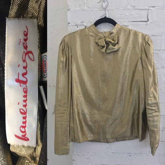 1980's Hauliuetrigere Metallic Gold Blouse|Michael