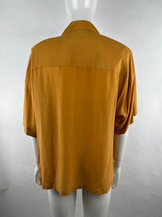 1980's Ellen Tracy Mustard Yellow Silk Blouse|Sec… - image 5