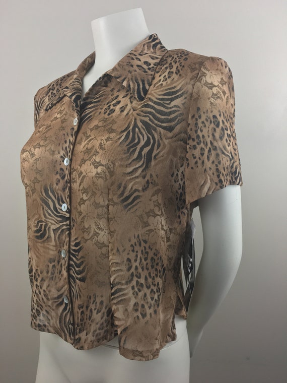 1980's K. Petite Collection Sheer Leopard Print To