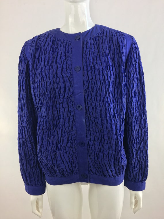 1980's Gene Ewing Bis Royal Blue Ruched Jacket|Qui