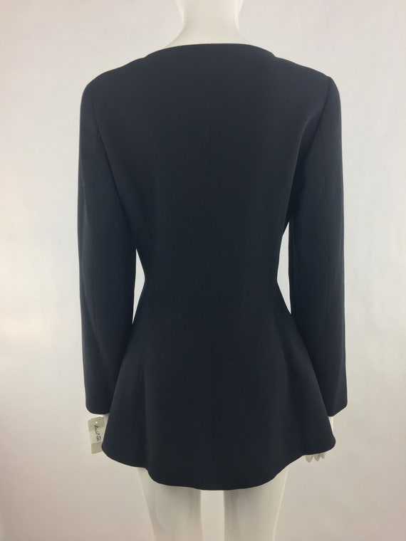 1980's Genny by Gianni Versace Black Blazer w Fau… - image 6