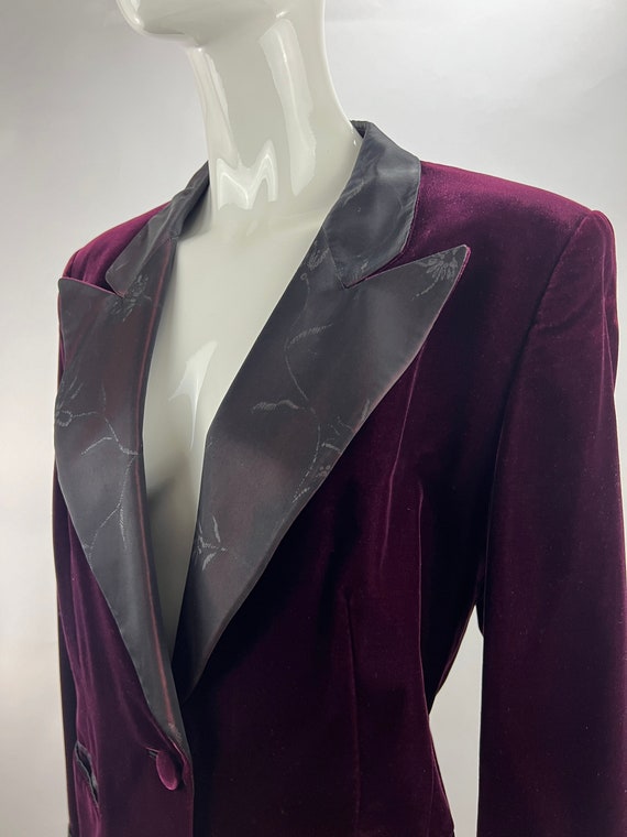1990's Escada Couture Dark Purple Tuxedo Jacket|Bu