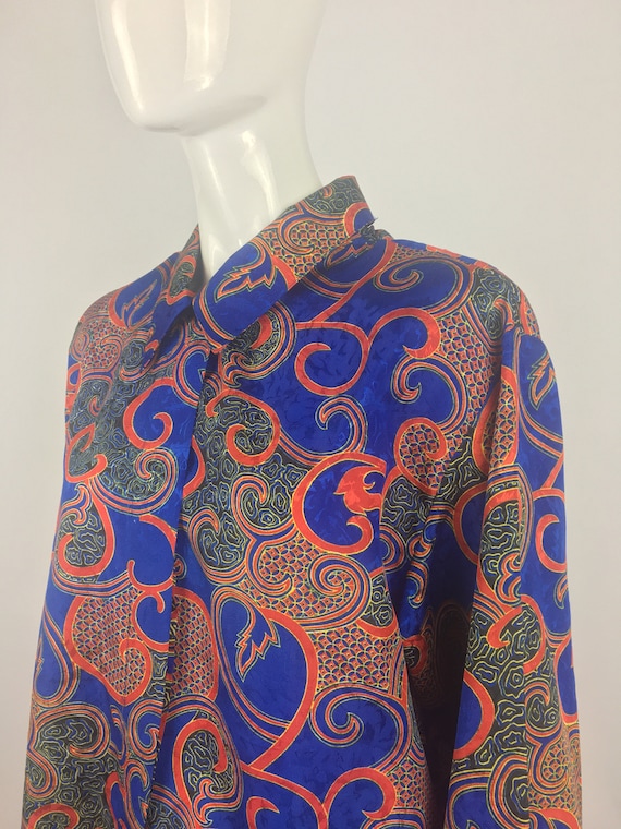 1980's Lauren Lee Blue Paisley Blouse|Blue Abstrac