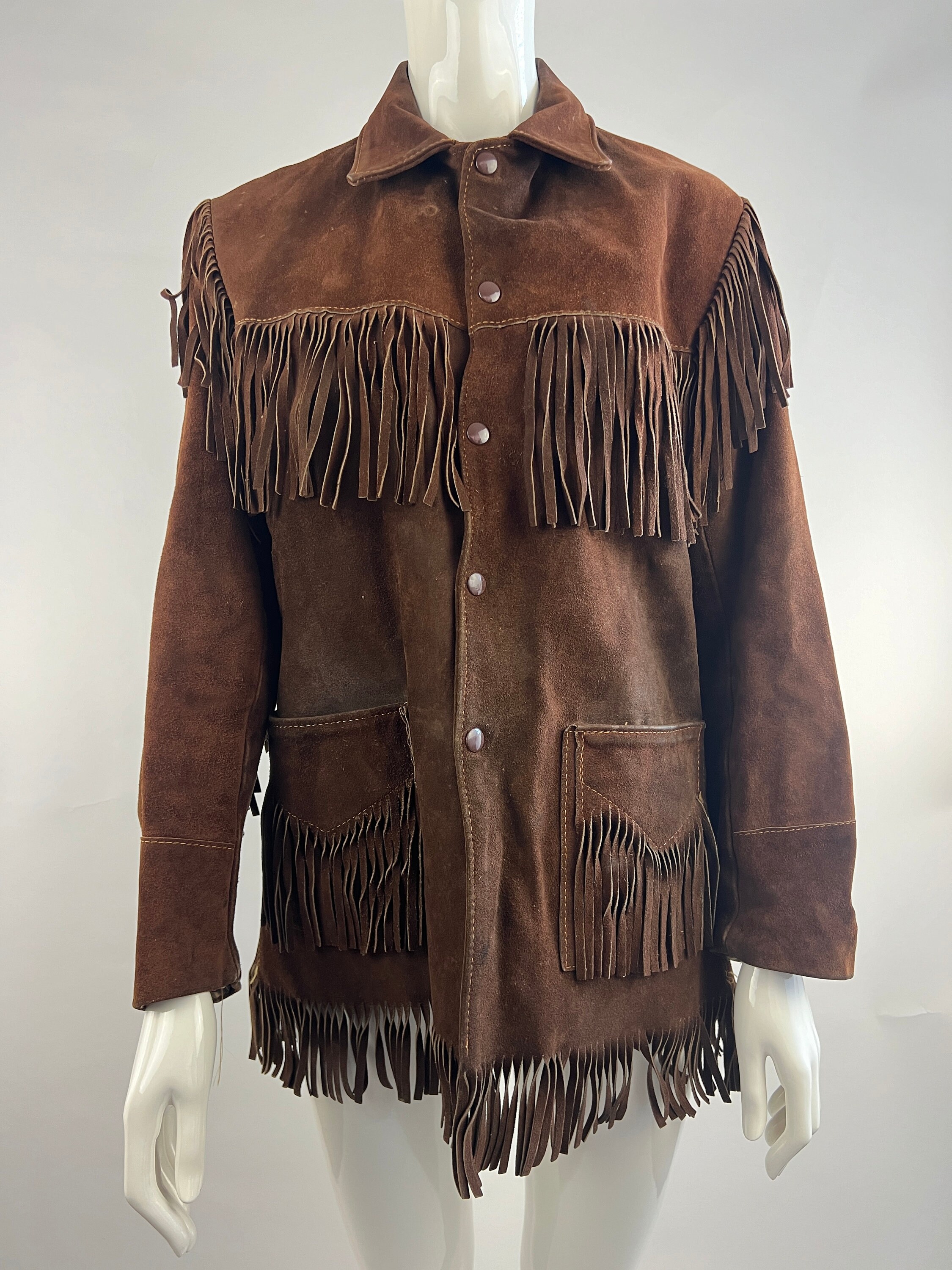 【vintage】 western fringe suede jacket 1950's Bay River Brown Fringed Leather Jacket|cropped Suede Jacket