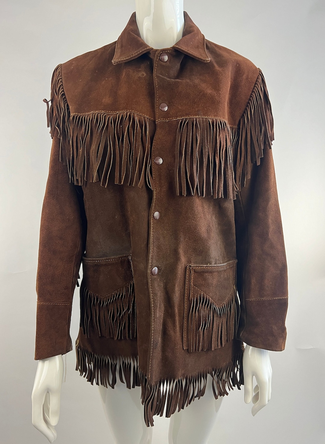 【vintage】 western fringe suede jacket 1950's Bay River Brown Fringed Leather Jacket|cropped Suede Jacket