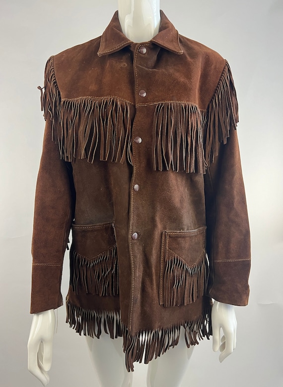 1950's Bay River Brown Fringed Leather Jacket|Cropped Suede Jacket|Country Western Jacket|Cowgirl Jacket|Southwestern Jacket|Rodeo Jacket|S