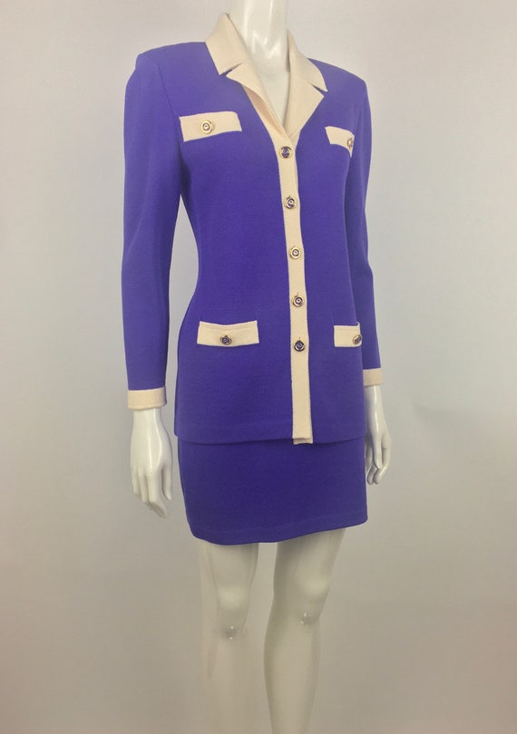 80s St John by Marie Gray Purple Knit Suit|Chanel