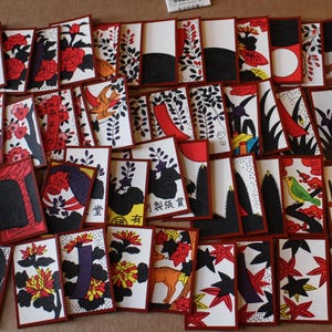 Juego de cartas japonés Hanafuda, cartas rojas auténticas tradicionales de Nintendo, hecho en Japón.