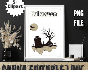 Spooky Halloween Watercolor Clipart: Ghost, Witch, Pumpkin (PNG)