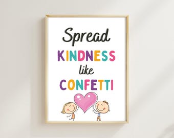 Póster de bondad divertido, diseño colorido, recordatorio de comportamiento positivo, impresión artística para el aula, decoración de pared vibrante