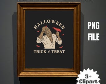 Cute Halloween Pumpkin Clipart, Ghost Witch PNG, Spooky Watercolor Graphics, Halloween Clip Art