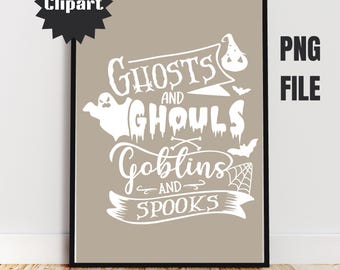 Treat Clipart, Spooky Halloween Clipart, Cute Ghost Witch Pumpkin Graphics, Watercolor PNG