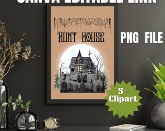 Halloween Clipart Bundle, Cute Ghost Witch Pumpkin Graphics, Spooky PNG, Clipart Set