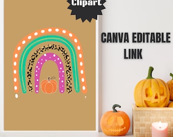 Hunt House Clipart, Spooky Halloween Ghost Clipart Pack, Cute Witch Pumpkin Graphics, Watercolor Halloween PNG