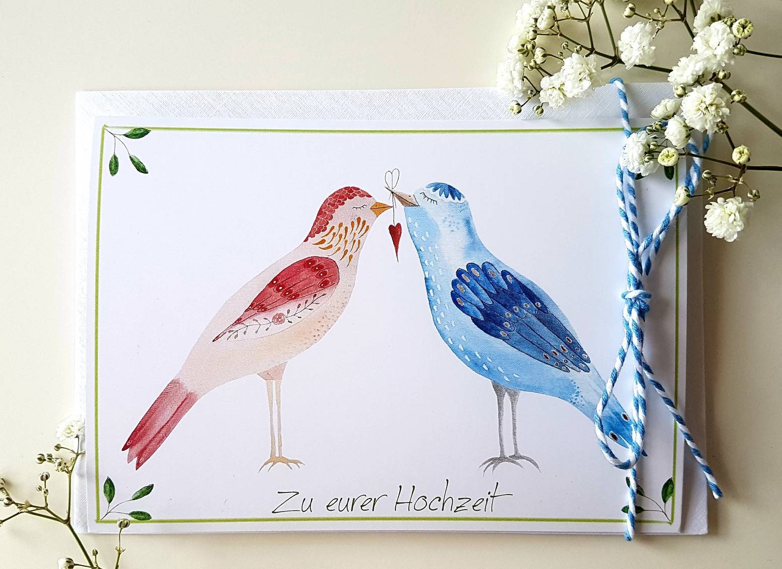 Glückwunschkarte zur Hochzeit Hochzeitskarte mit 2 Vögeln Etsy