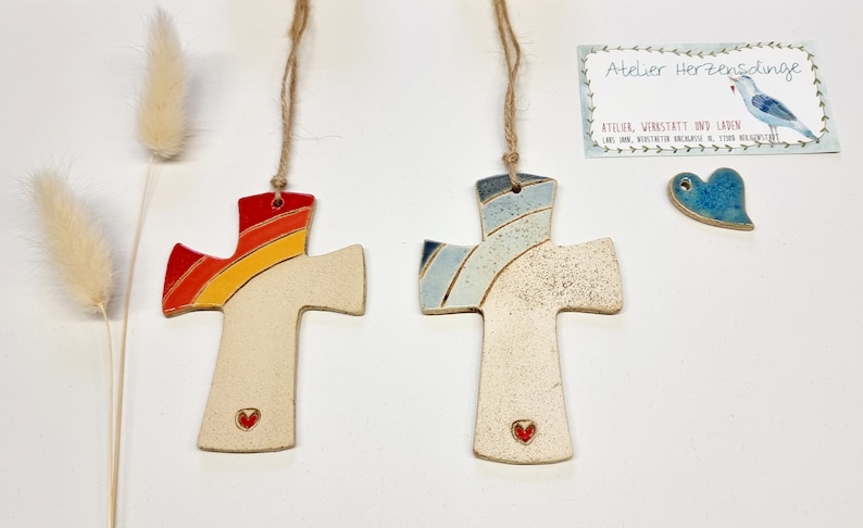 Baptism Cross Rainbow, Handmade Clay Cross for Communion/Confirmation/Baptism, Wall Cross for Boys Girls, Christian Gift image 8