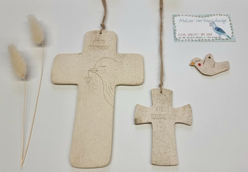 Baptism Cross Rainbow, Handmade Clay Cross for Communion/Confirmation/Baptism, Wall Cross for Boys Girls, Christian Gift image 10