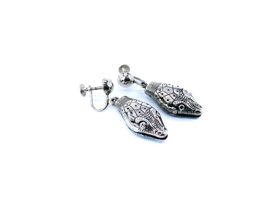 Whiting and Davis Snake Earrings Vintage 1970s