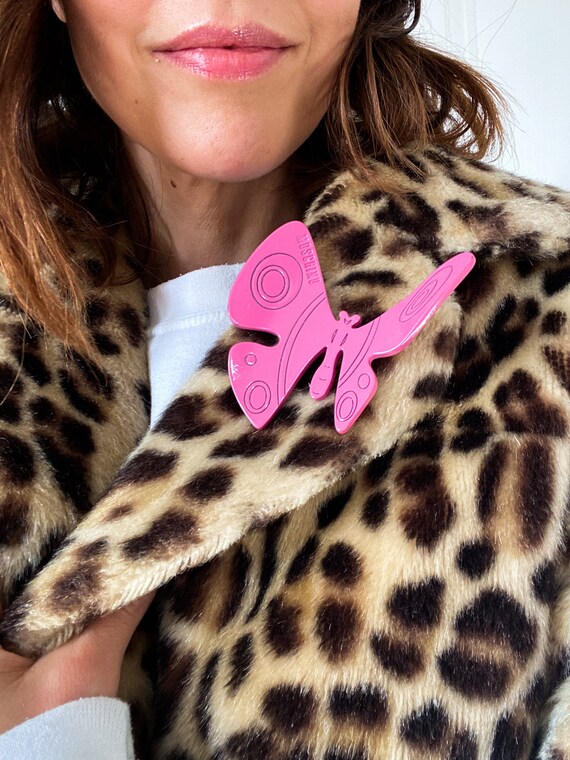 Moschino Brooch 1990s Vintage Pink Butterfly