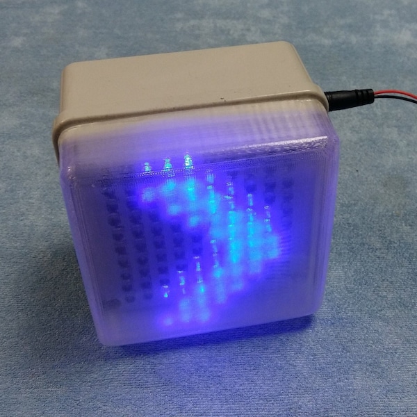 BLUe LED PLUG and PLAY! Matrix Display box, Pre programmed Light Effect 100 leds, usb & 9V input, Handcraft portable lamp w 3D print cover