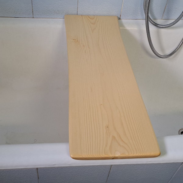 SOLID WooDEN BATH CADDY, Spruce wood hot tub board, Handmade live edge bathroom tray, Custom size personalized hand engraving to gift for