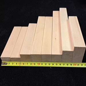 Juego de 9 bloques grandes de madera de tilo para tallar/tallar, 2 x 3 x  18