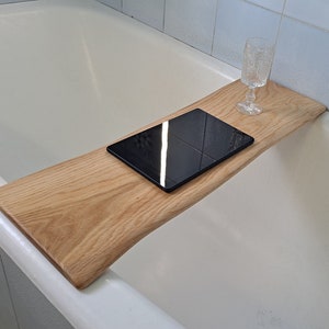 RUSTIC BATH TRAY 70cm,  Reclaimed solid white oak wormy wood board, Handmade wooden bathroom caddy, Live edge hot tub board, Custom sizes