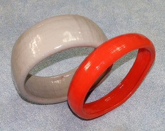 SLEEK URBAN GLOSSY 3D printed bracelets, Gray red retro dreamy wristband, Contemporary pendant classic wristlet, Delicate playful arm strap
