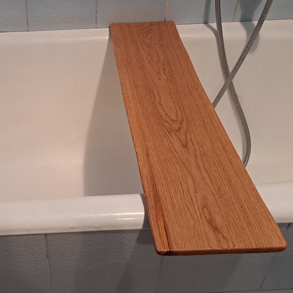 WODDEN BATH SHELF Bathtub tray 80cm, Hot tub board, Reclaimed solid oak live edge wood, Handmade jacuzzi minimalist caddy, Custom Size order