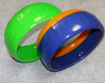 LIMITED HALLOWEEN EDITION orange blue & neon green bracelet set, One of a kind 3D printed chunky bangle design bracelets, Nice gift for girl