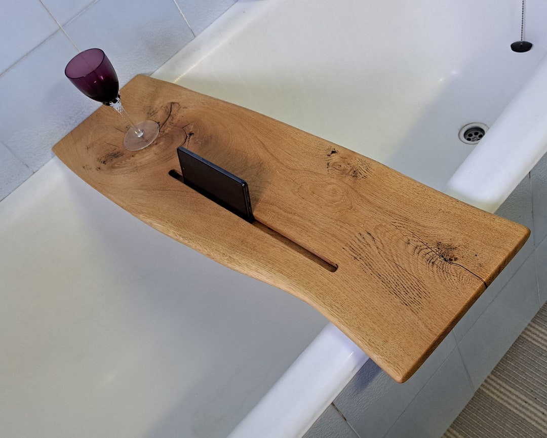 RUSTICAL Oak BATH Tub TRAY 80cm, Reclaimed Wood Hot Tub Board, Handmade ...