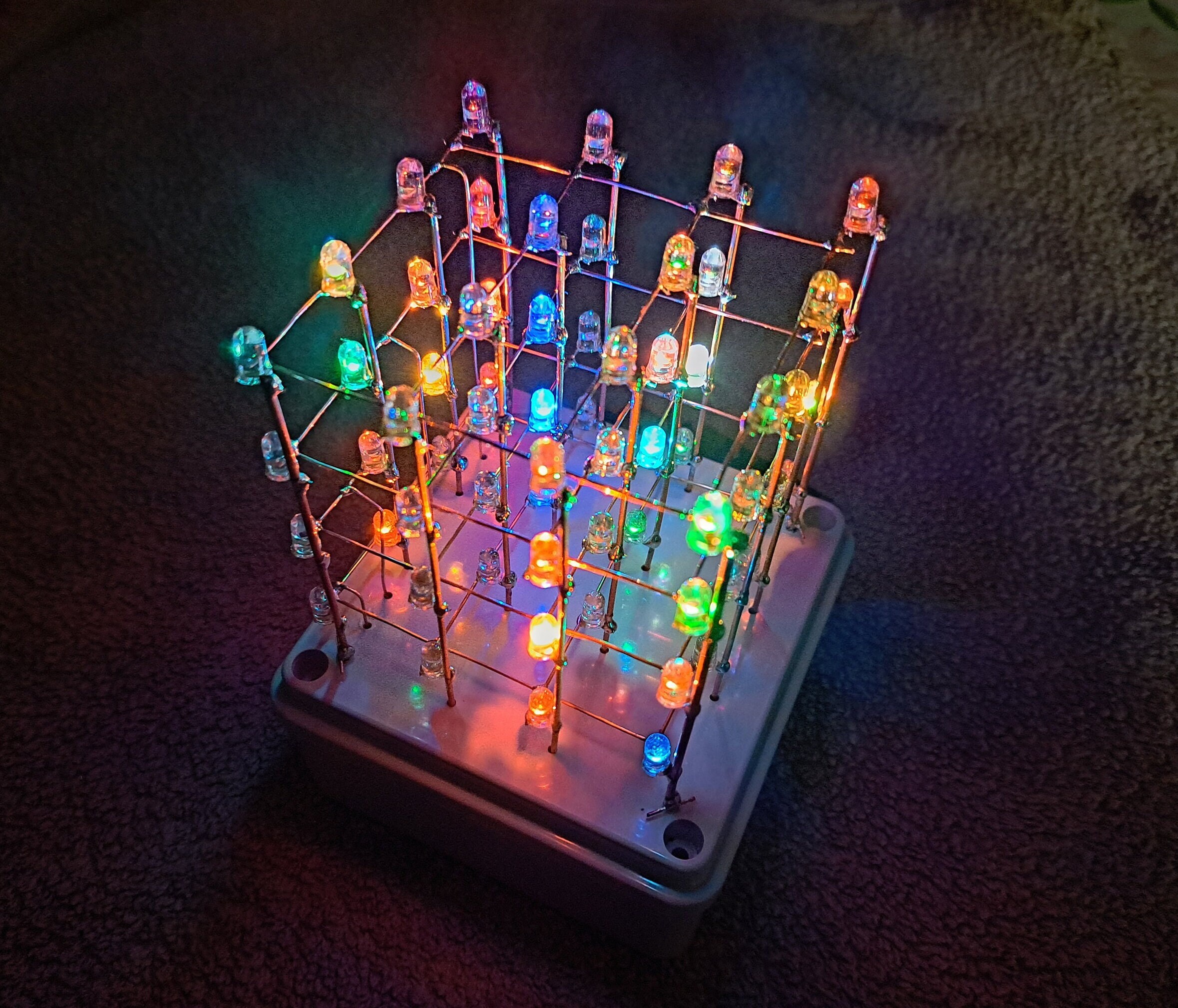 3D RAINBOW CUBE 4x4x4 Rgb LED Cube Box 3D Display Light Etsy