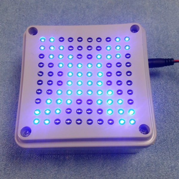 ReMARKABLE BLUE 100 LED MATRix DiSPLAY, Party cube box light show effec,t USB & 9V input, Handcrafted portable lamp various funny patterns