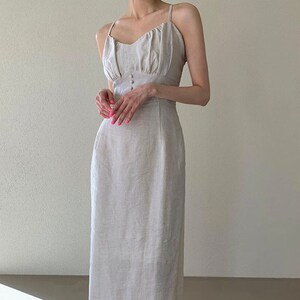 Gray Linen Romantic dress - Linen wrap dress - Cotton dress - wrap dress - summer dress - long dress - mood wrap dress - handmade dress