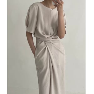 Linen wrap dress - Kimono dress - tunic dress - romantic wrap dress - Kimono long dress - Black dress - kimono style dress - Black kimono