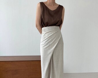 cotton wrap maxi skirt