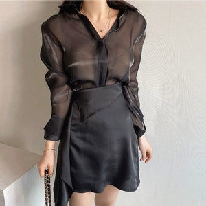 see through blouse dress