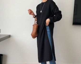 tunic long dress / tunics for women / knit tunics / sweater tunic / sweaters for women / sweater dress / long sweaters / minimalist