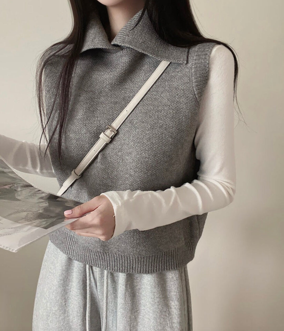 Collar Knit Vest / Knit Vest / Women Loose Sweaters /sweaters Etsy