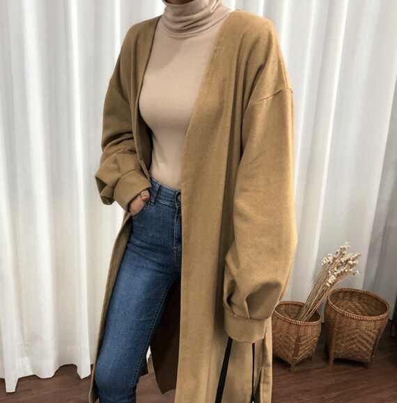 2colors Loose Long Cardigan Loose Jacket With Pockets Long Etsy
