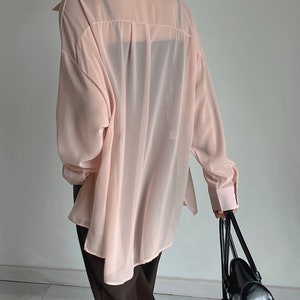 See Through Shirts Chiffon Loose blouse Chiffon top Sheer Blouse romantic Top See Through top shirts for women gift for her image 5