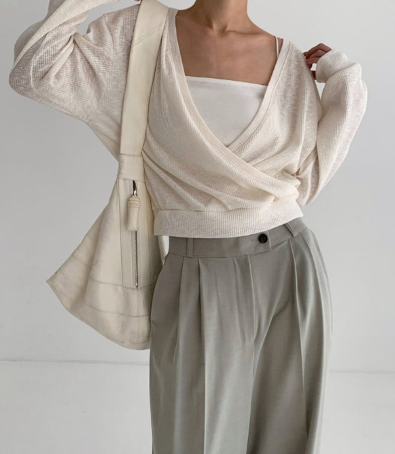 Deep V neck top wrap top wrap blouse tops for women long sleeve top mood blouse V neck blouse