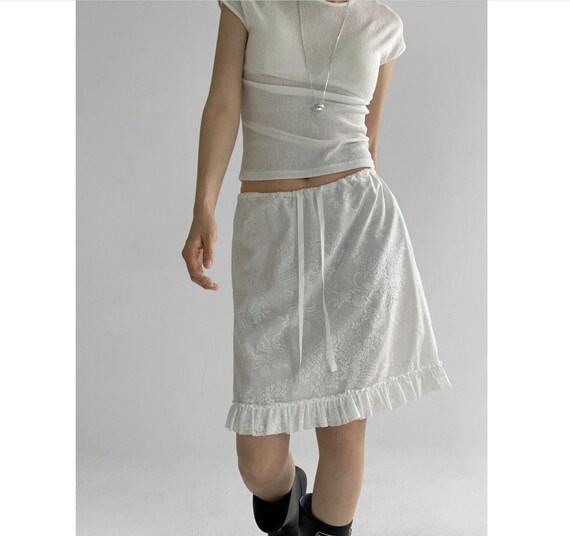 Romantische kanten wikkelrok rok met ruches kanten rokken elastische taillerok handgemaakte rok minimalistische kleding Etsy Nederland