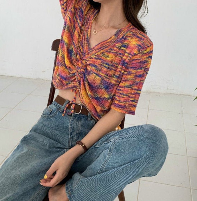 summer Crop top summer crop knit summer knit vintage crop top unique knit top crop sweaters for women tops for womengift for her