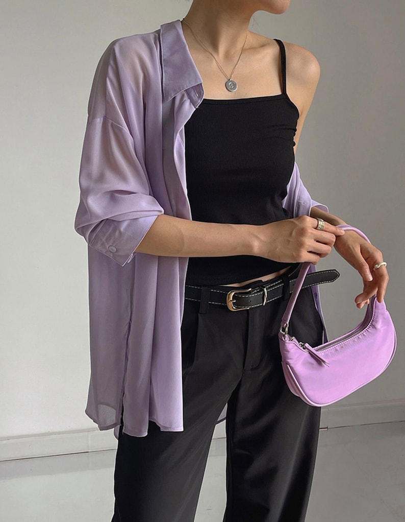 See Through Shirts Chiffon Loose blouse Chiffon top Sheer Blouse romantic Top See Through top shirts for women gift for her image 1