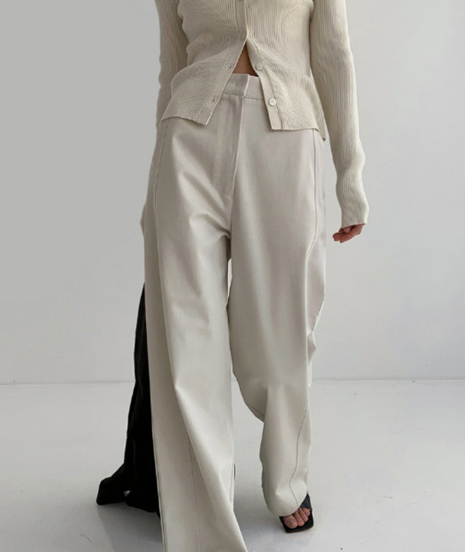 high waisted cotton trousers