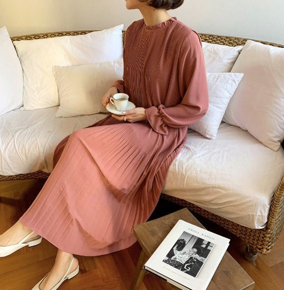 long sleeve flare maxi dress