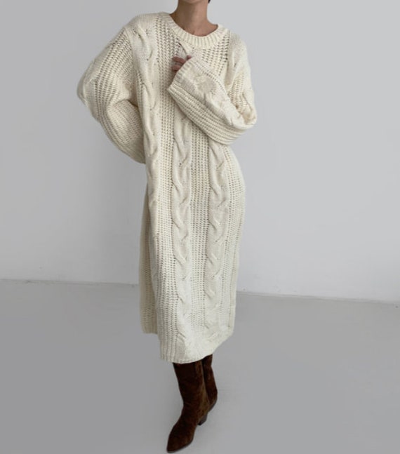 Cable knit sweaters dress / sweater long dress / knit dress / | Etsy