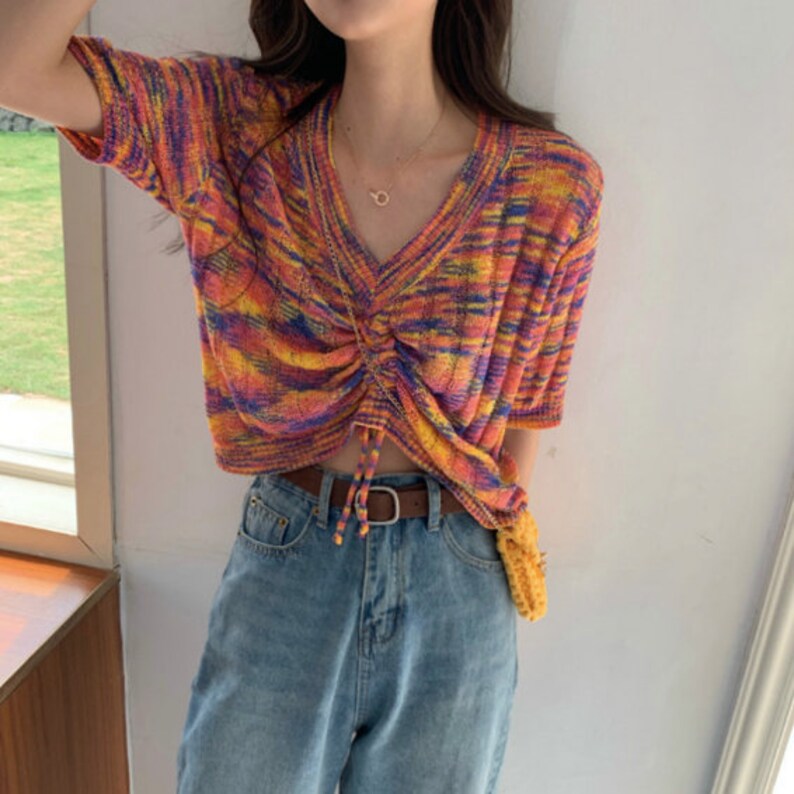 summer Crop top summer crop knit summer knit vintage crop top unique knit top crop sweaters for women tops for womengift for her